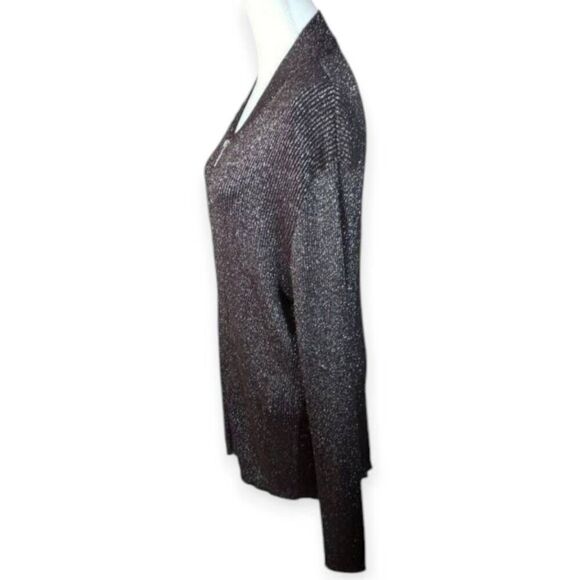 I.N.C. INTERNATIONAL CONCEPTS MENS BLACK & METALLIC SILVER ZIP FRONT SWEATER SZ. - Picture 6 of 10